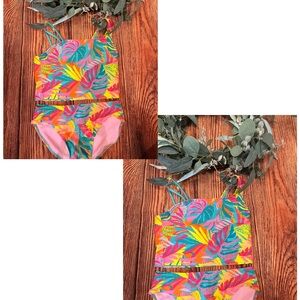 Cat & Jack Vibrant Leaf Print Kids Bikini